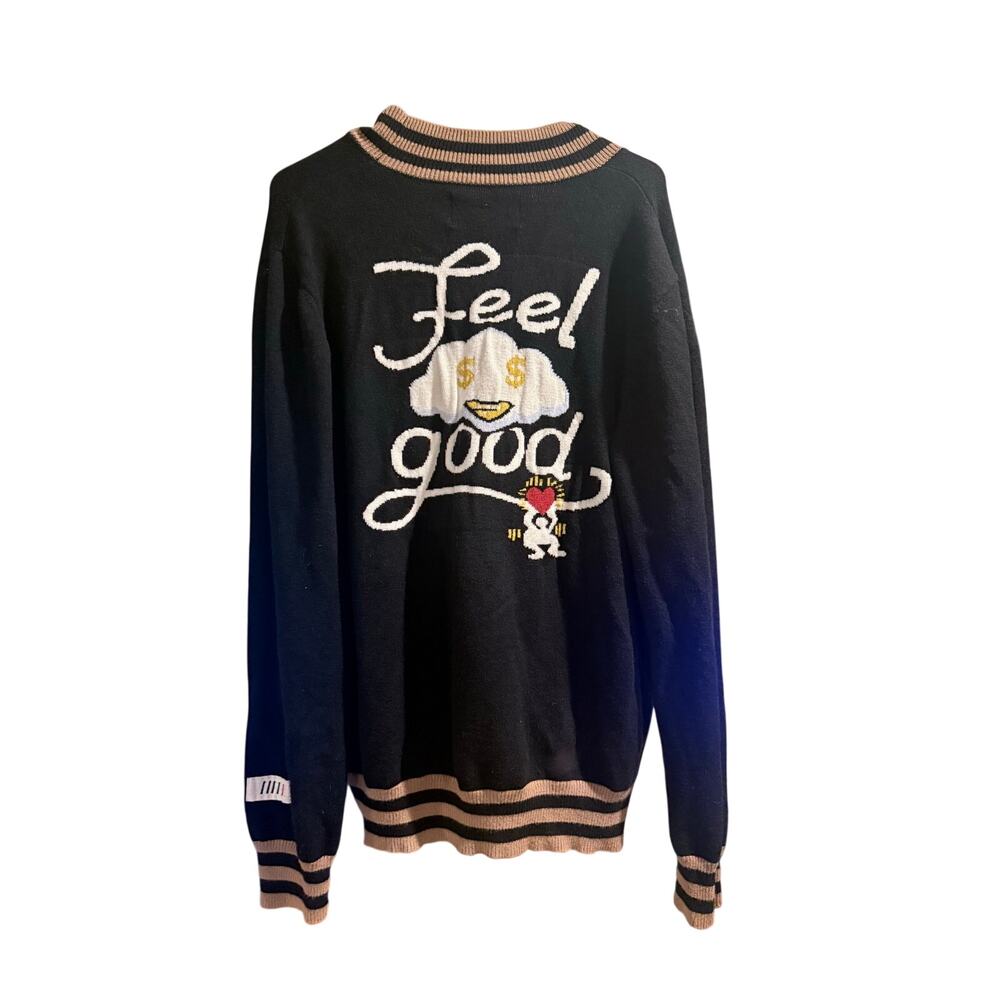 Fifth Loop Feel Good Cardigan XL Black Embroidered Money Heart Streetwear